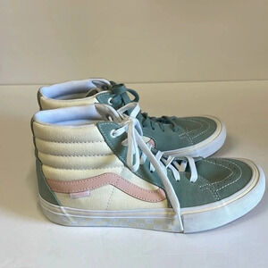 Vans Off The Wall Atlas 2 Green Pink Beige High Top Skateboard Athletic Shoes